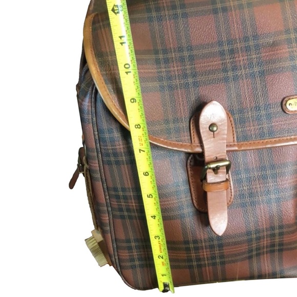 RALPH LAUREN Brown Green Tartan Plaid Crossbody Messenger Computer Work Bag VTG - Picture 13 of 17